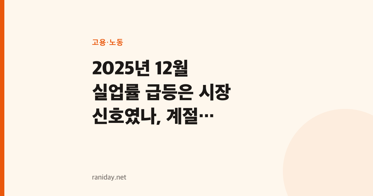 2025년 12월 실업률 급등은 시장 신호였나, 계절 현상이었나