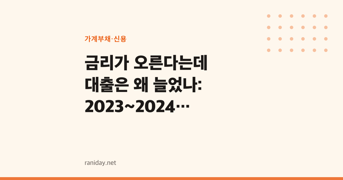 금리가 오른다는데 대출은 왜 늘었나: 2023~2024년 고금리 속 선제적 차입의 후유증